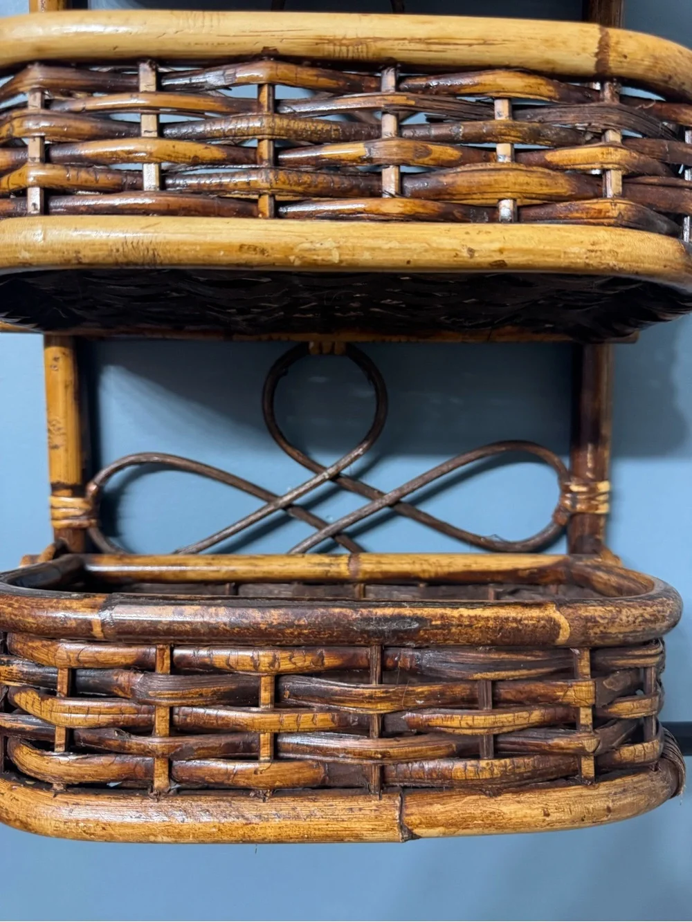 Three-Tier Woven Wall Shelf - Brown